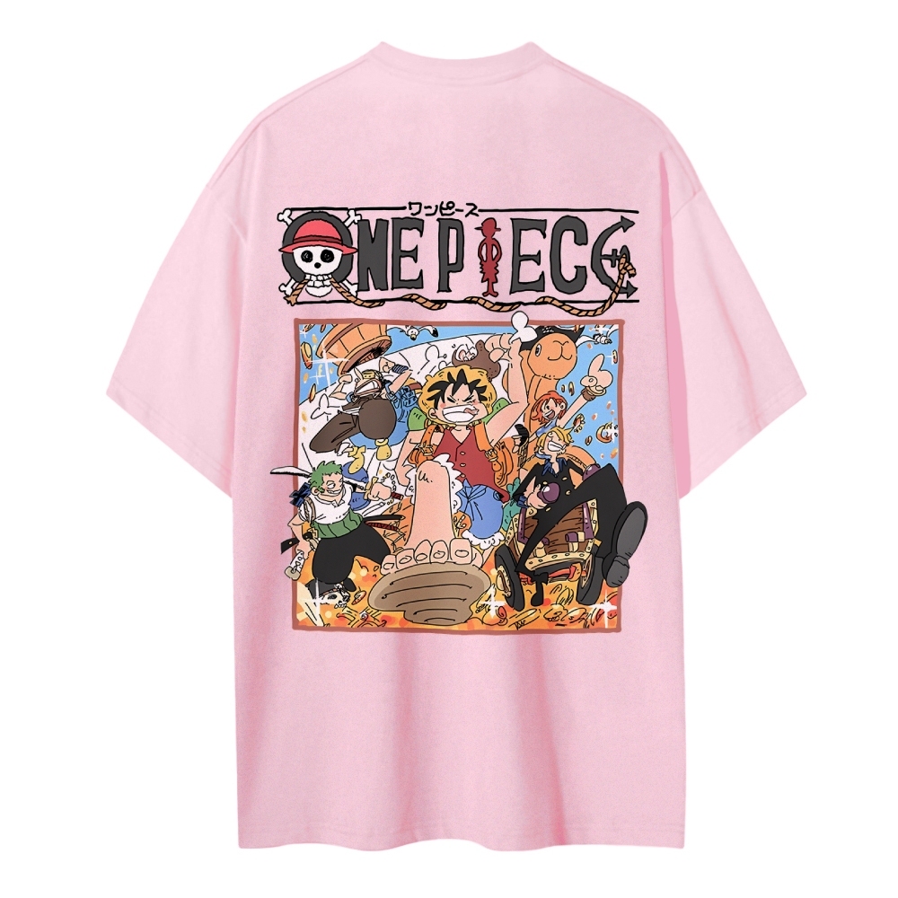 One Piece Cotton Unisex Round Neck Anime T-Shirt