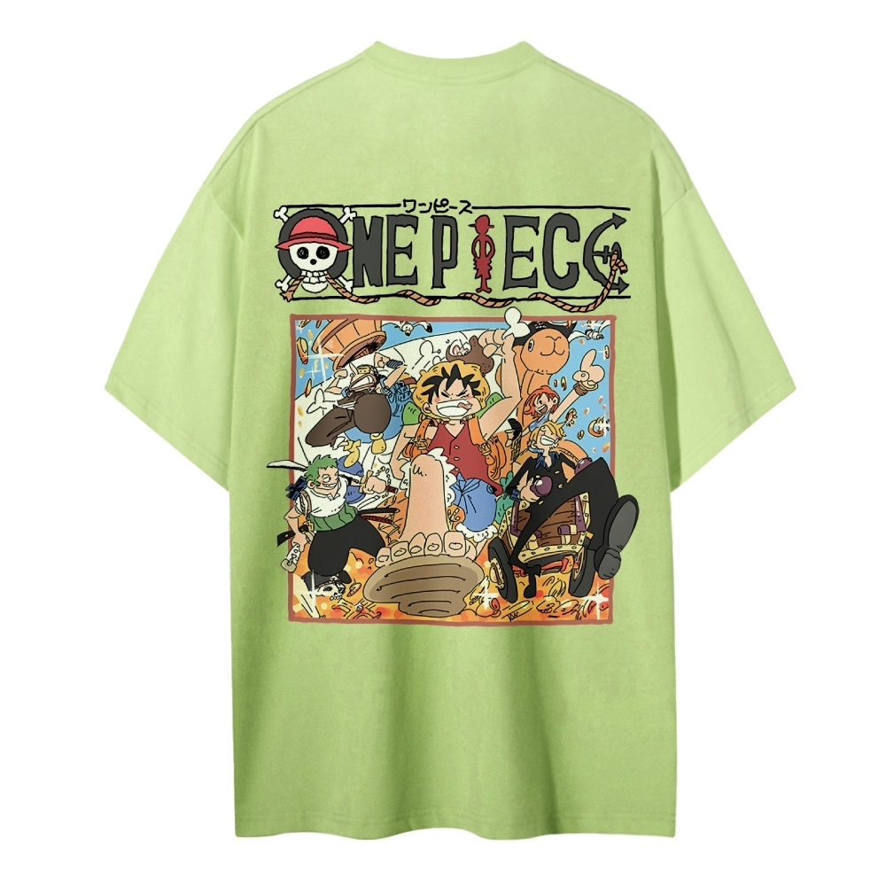 One Piece Cotton Unisex Round Neck Anime T-Shirt