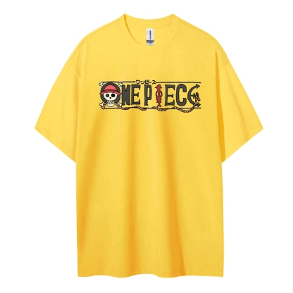 One Piece Cotton Unisex Round Neck Anime T-Shirt