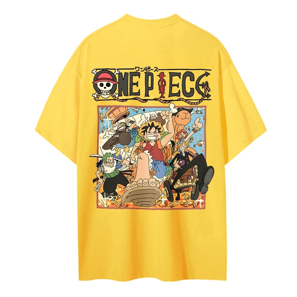 One Piece Cotton Unisex Round Neck Anime T-Shirt