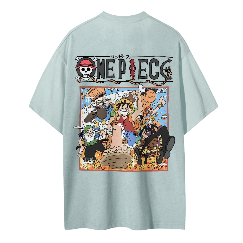 One Piece Cotton Unisex Round Neck Anime T-Shirt