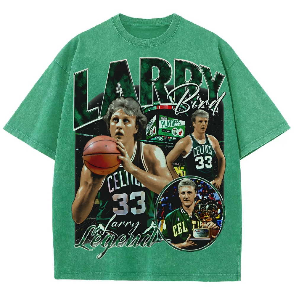 Unisex Fit Washed T-Shirt Larry Bird