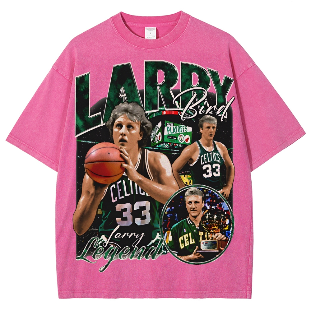 Unisex Fit Washed T-Shirt Larry Bird
