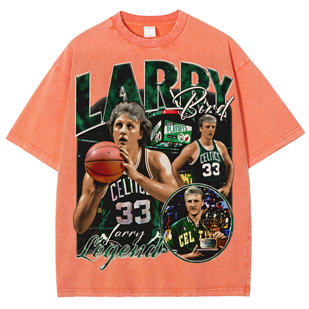 Unisex Fit Washed T-Shirt Larry Bird