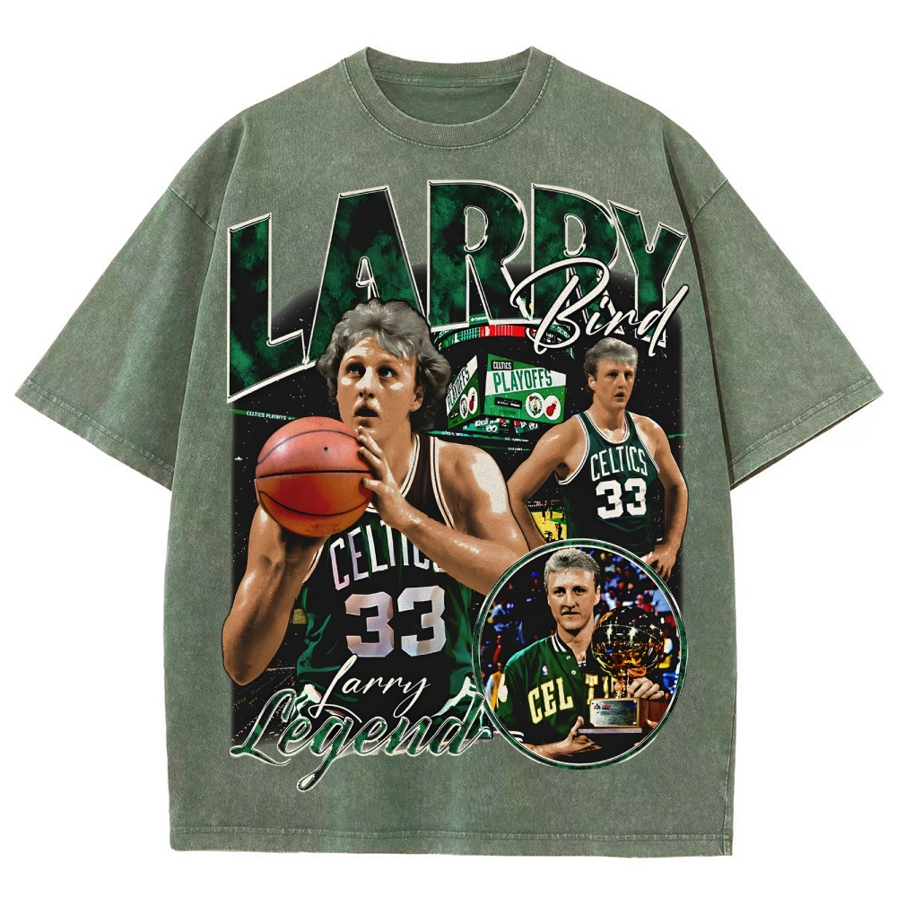 Unisex Fit Washed T-Shirt Larry Bird