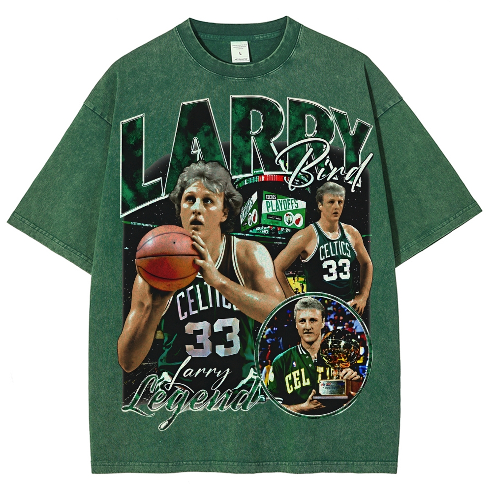 Unisex Fit Washed T-Shirt Larry Bird