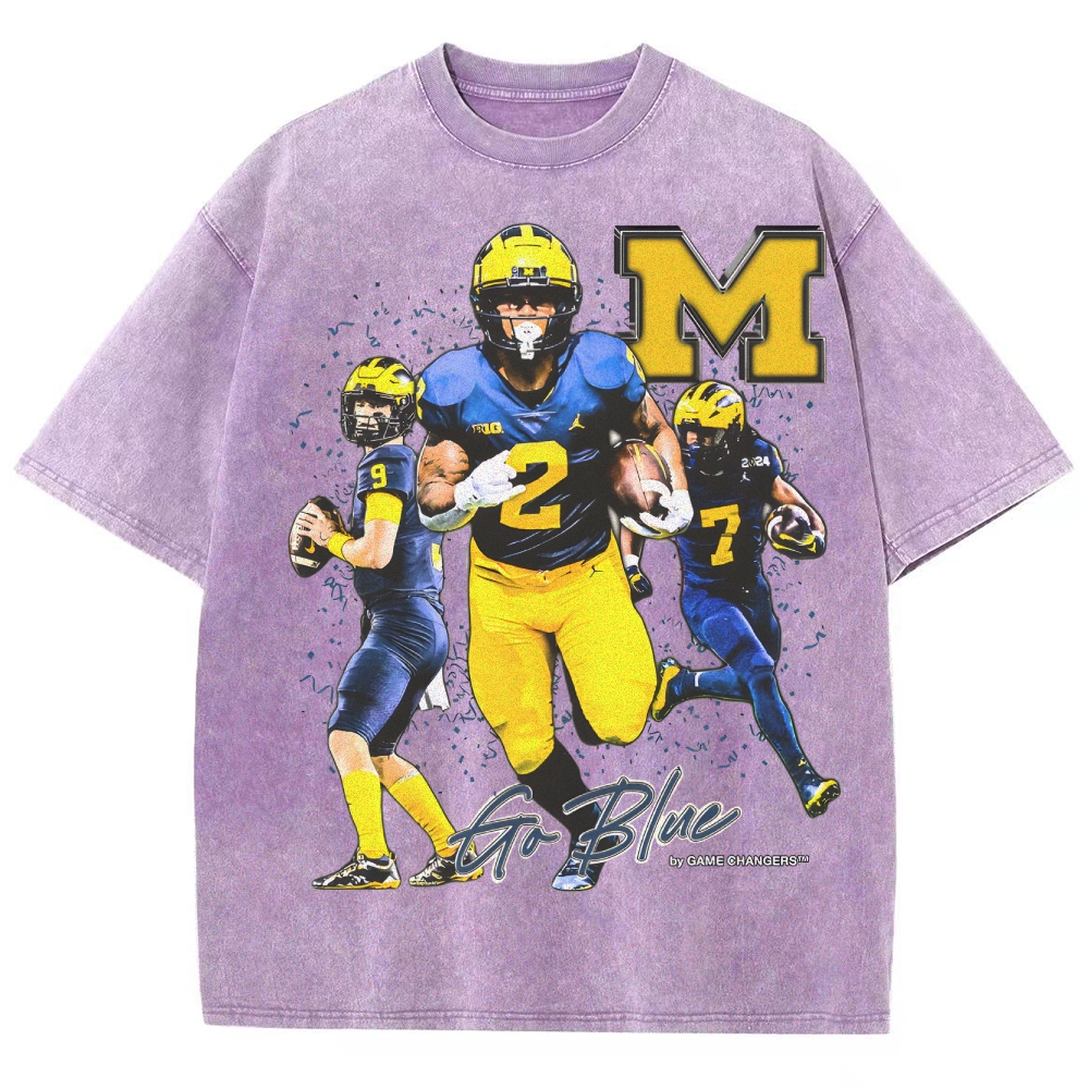 Unisex Fit Washed T-Shirt 2023-24 NATIONAL CHAMPS - MICHIGAN