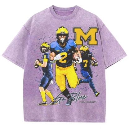 Unisex Fit Washed T-Shirt 2023-24 NATIONAL CHAMPS - MICHIGAN