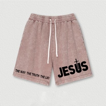 Jesus Is The Way The Truth The Life  Washed Vintage Mesh Shorts 2508021281