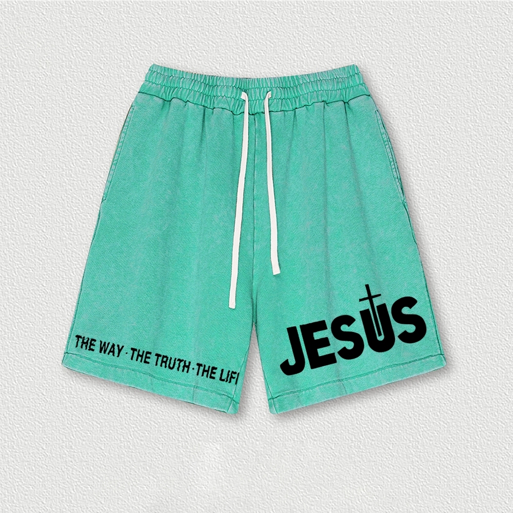 Jesus Is The Way The Truth The Life  Washed Vintage Mesh Shorts 2508021281