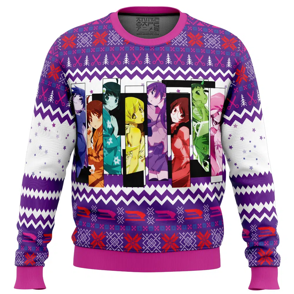 Monogatari Girls Bakemonogatari Ugly Christmas Sweater
