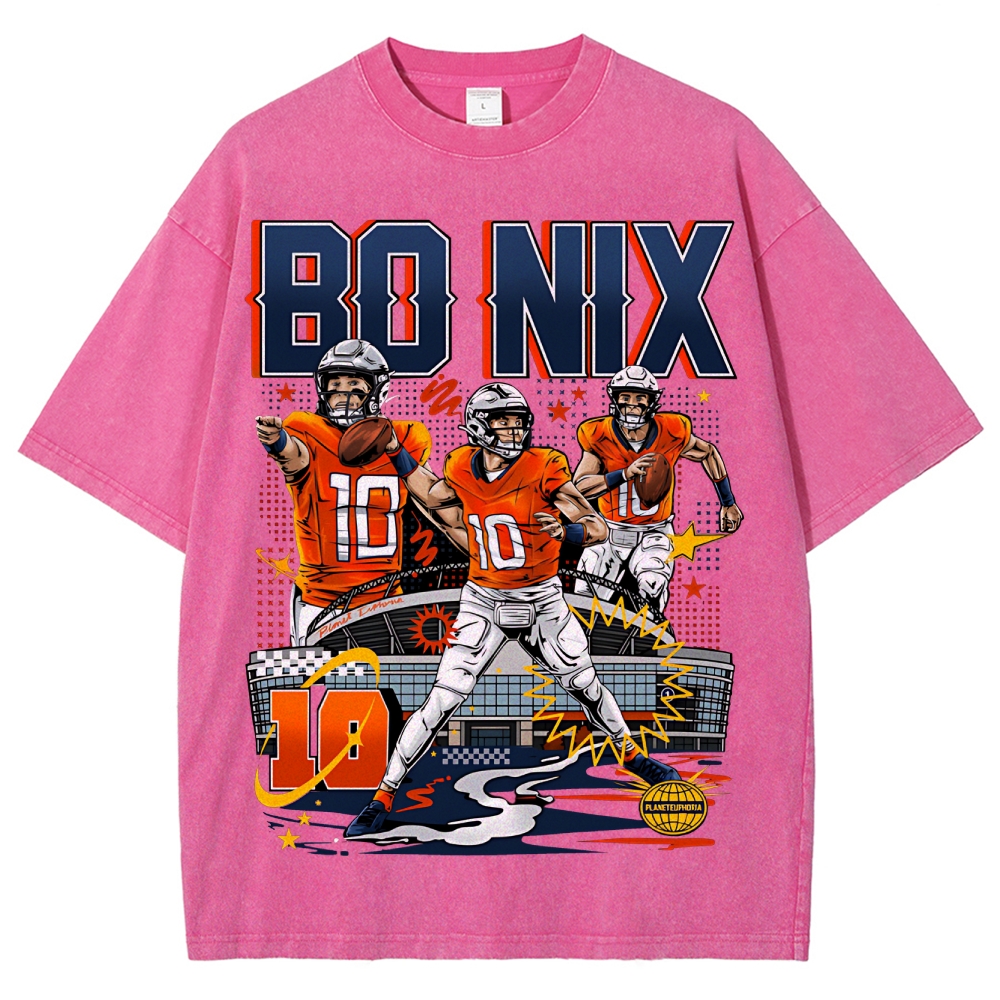 Bo Nix Denver Collage Unisex Fit Washed T-Shirt  