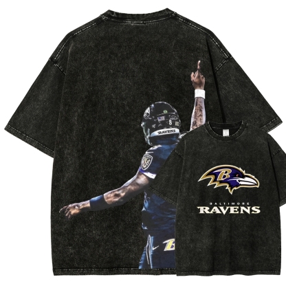RAVENS Lamar Jackson Tee Unisex Fit Washed T-Shirt