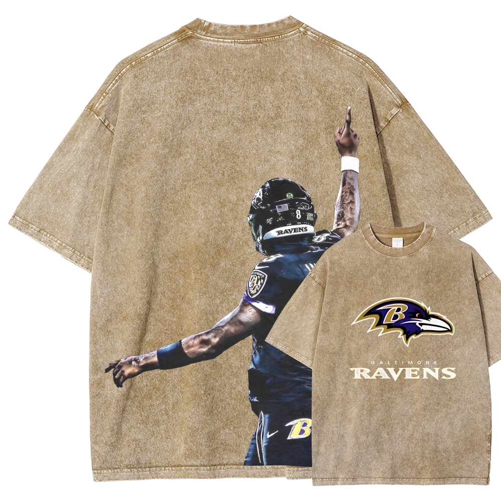 RAVENS Lamar Jackson Tee Unisex Fit Washed T-Shirt