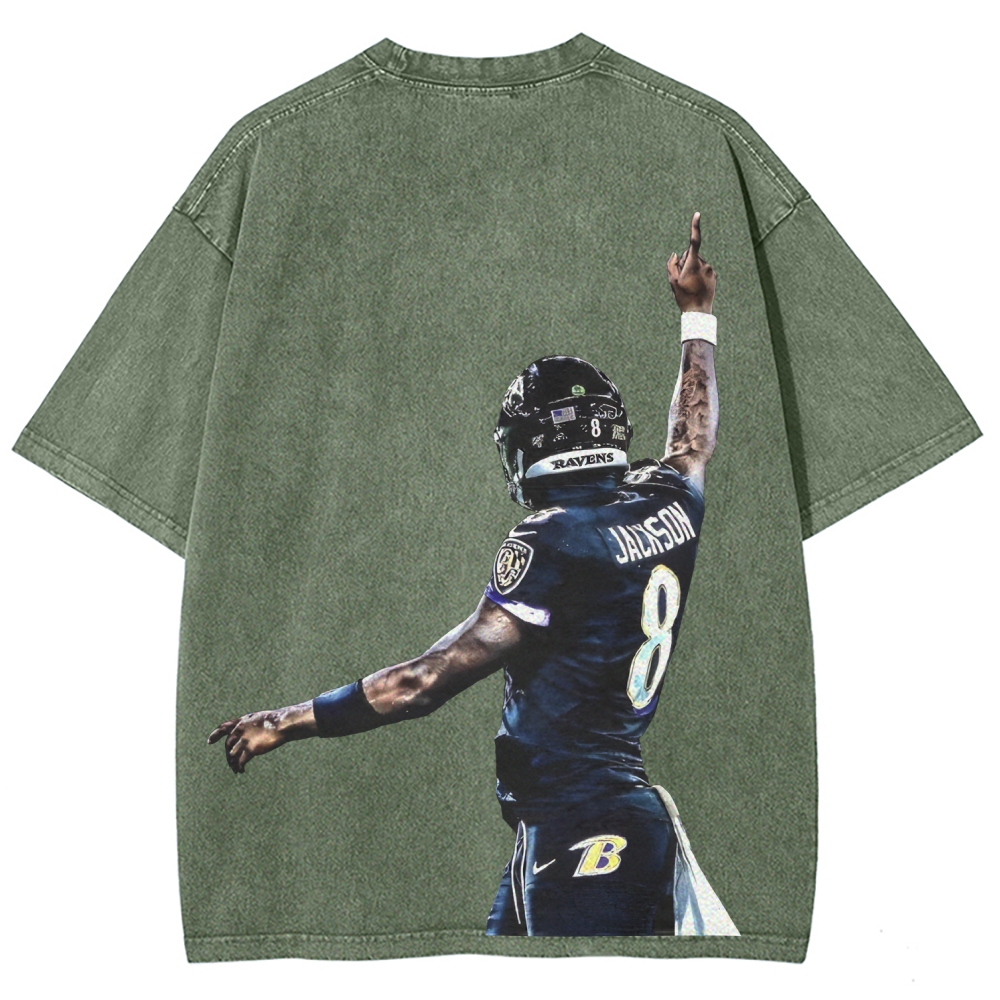 RAVENS Lamar Jackson Tee Unisex Fit Washed T-Shirt