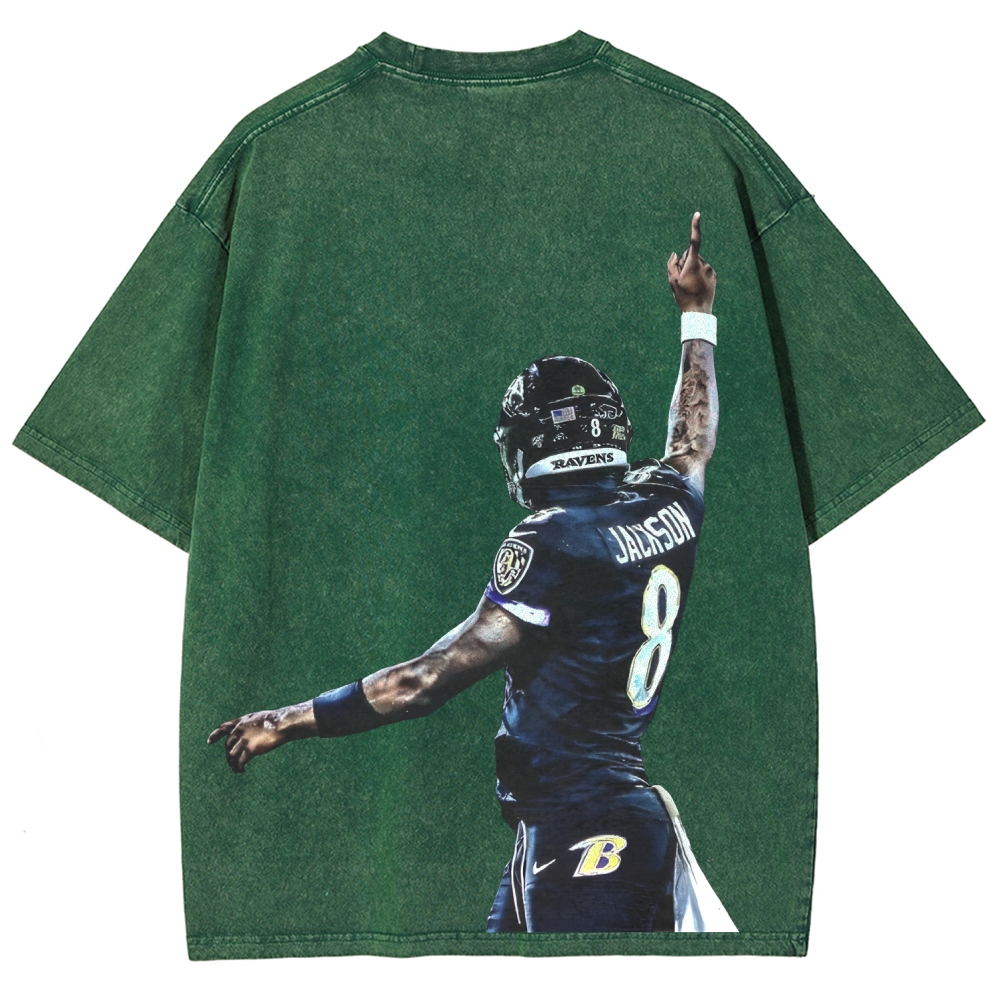 RAVENS Lamar Jackson Tee Unisex Fit Washed T-Shirt
