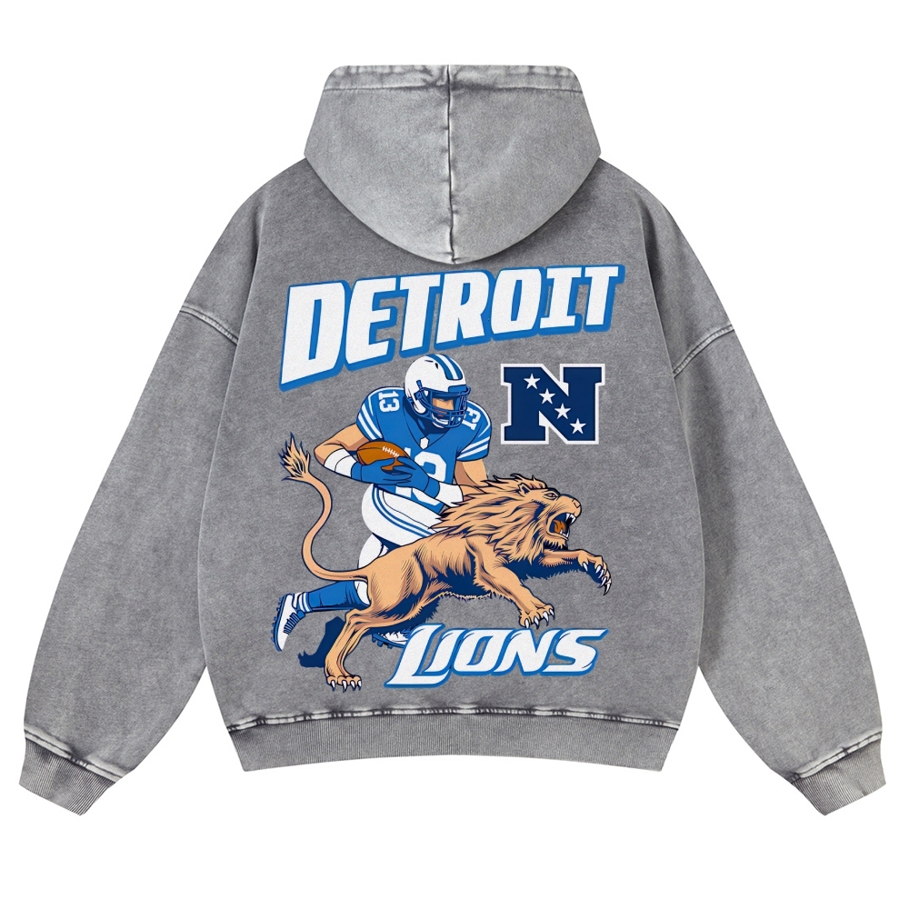 Detroit Lions Casual Washed Hoodie