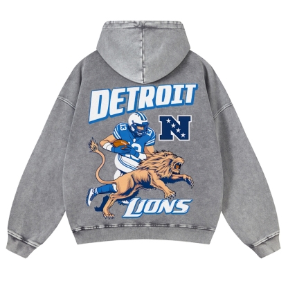 Detroit Lions Casual Washed Hoodie 