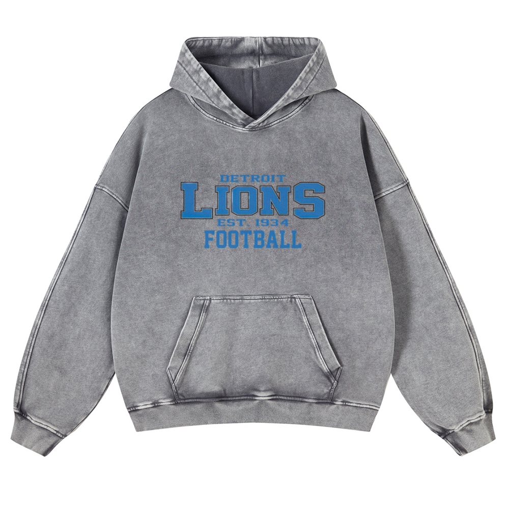 Detroit Lions Casual Washed Hoodie 