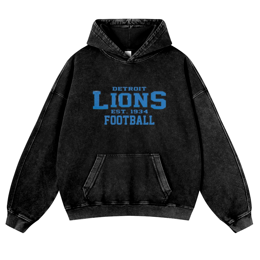 Detroit Lions Casual Washed Hoodie 