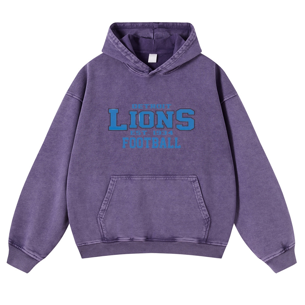 Detroit Lions Casual Washed Hoodie 