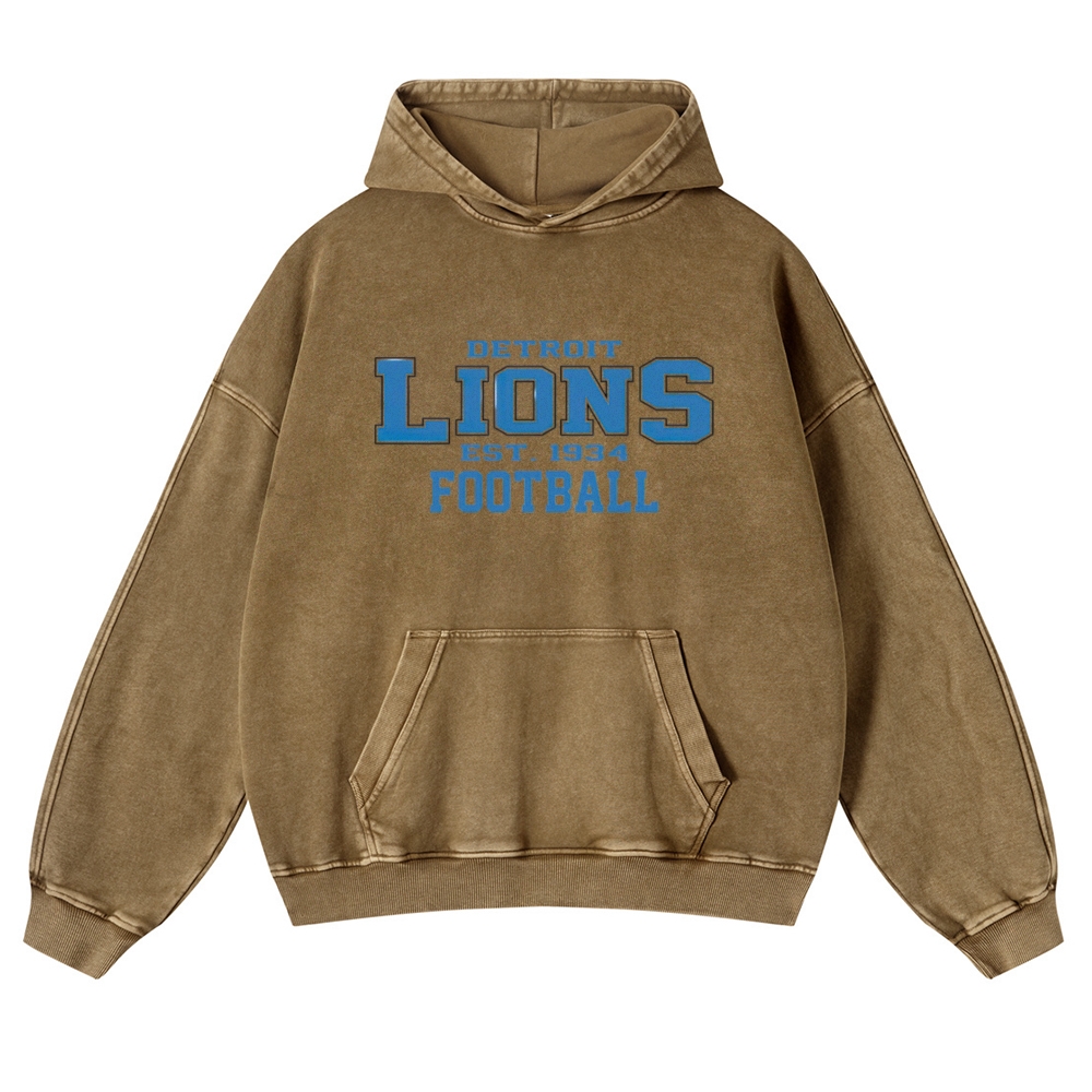 Detroit Lions Casual Washed Hoodie 