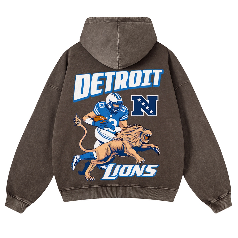 Detroit Lions Casual Washed Hoodie 