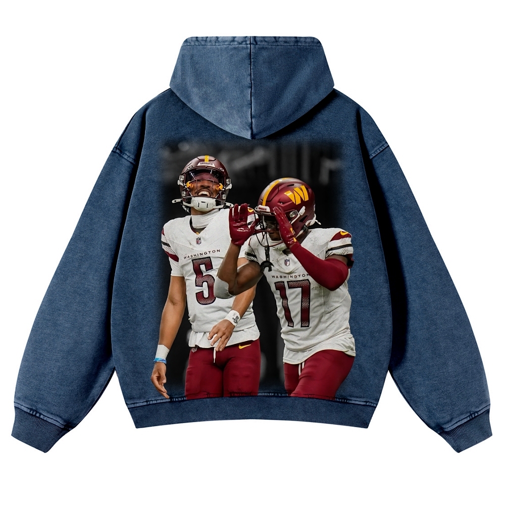 Jayden Daniels and Terry McLaurin Casual Washed Hoodie 