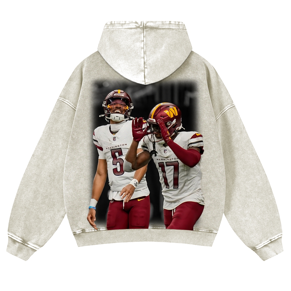 Jayden Daniels and Terry McLaurin Casual Washed Hoodie 