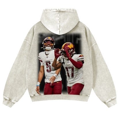 Jayden Daniels and Terry McLaurin Casual Washed Hoodie 