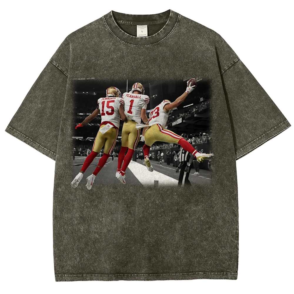 Unisex Fit Washed T-Shirt | Jauan Jennings, Ricky Pearsall, Christian McCaffrey