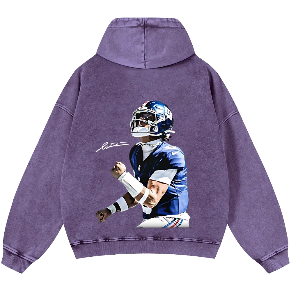 Unisex Casual Printed Double-sided Washed Hoodie New York Giants