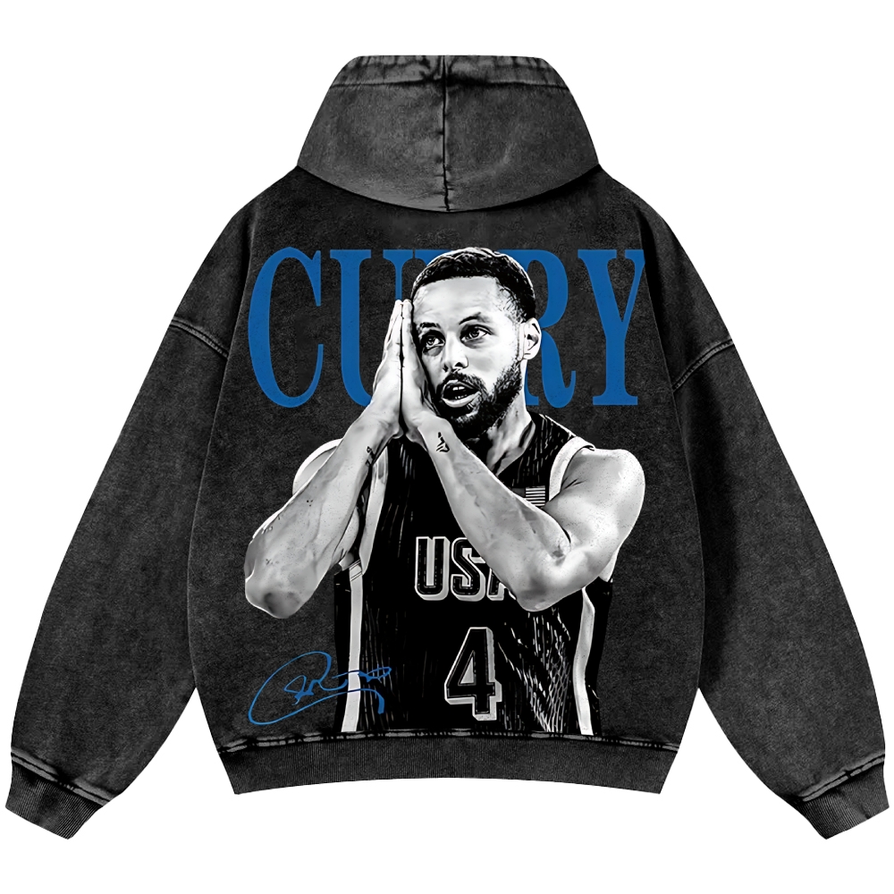 Unisex Casual Printed Double-sided Washed Hoodie Stephen Curry