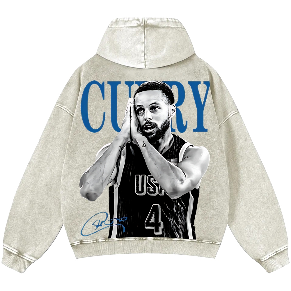Unisex Casual Printed Double-sided Washed Hoodie Stephen Curry