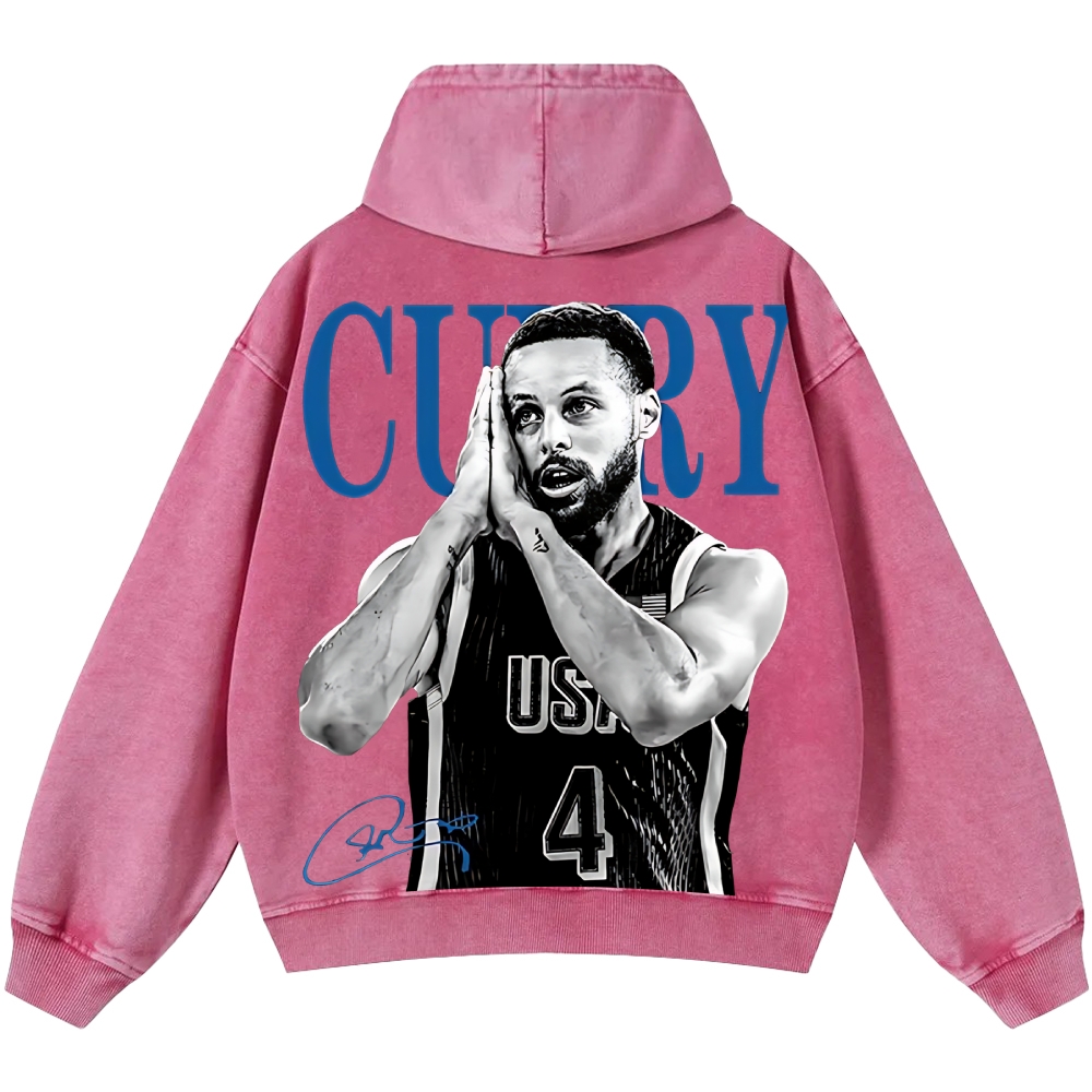 Unisex Casual Printed Double-sided Washed Hoodie Stephen Curry