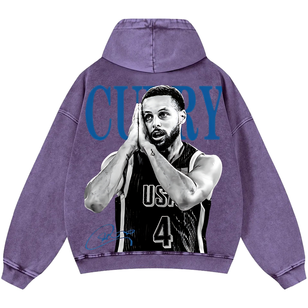 Unisex Casual Printed Double-sided Washed Hoodie Stephen Curry