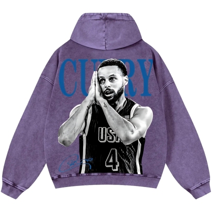 Unisex Casual Printed Double-sided Washed Hoodie Stephen Curry