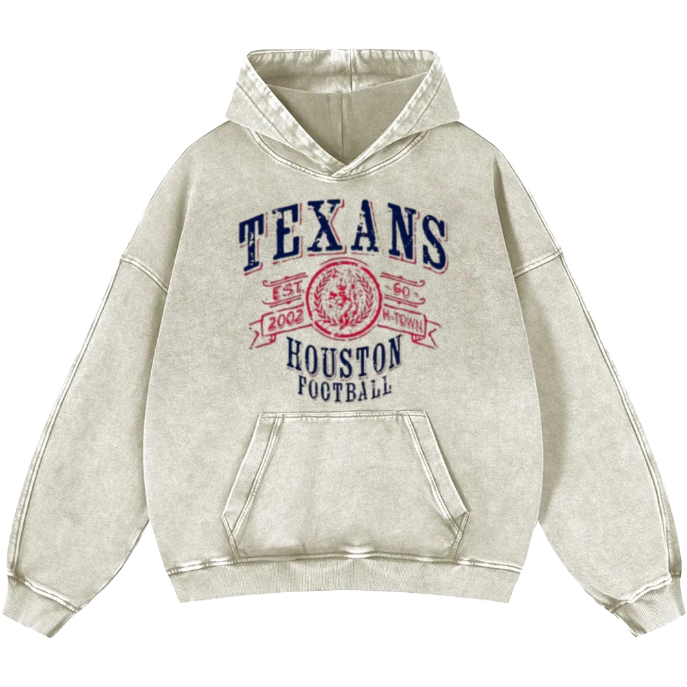 Unisex Casual Printed Double-sided Washed Hoodie Houston Texans