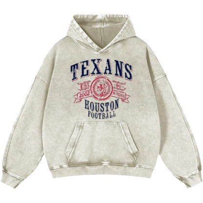 Unisex Casual Printed Double-sided Washed Hoodie Houston Texans