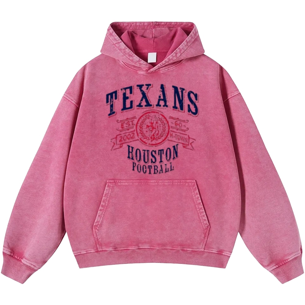 Unisex Casual Printed Double-sided Washed Hoodie Houston Texans