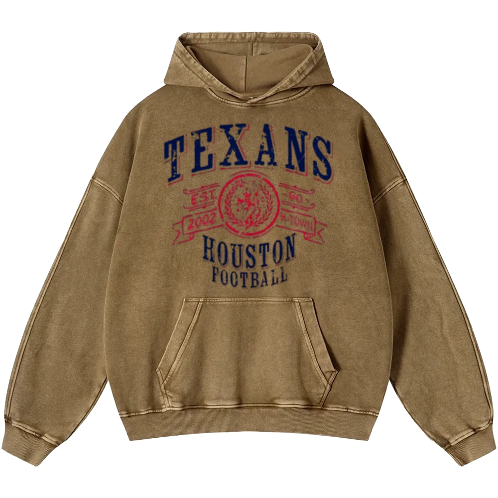 Unisex Casual Printed Double-sided Washed Hoodie Houston Texans