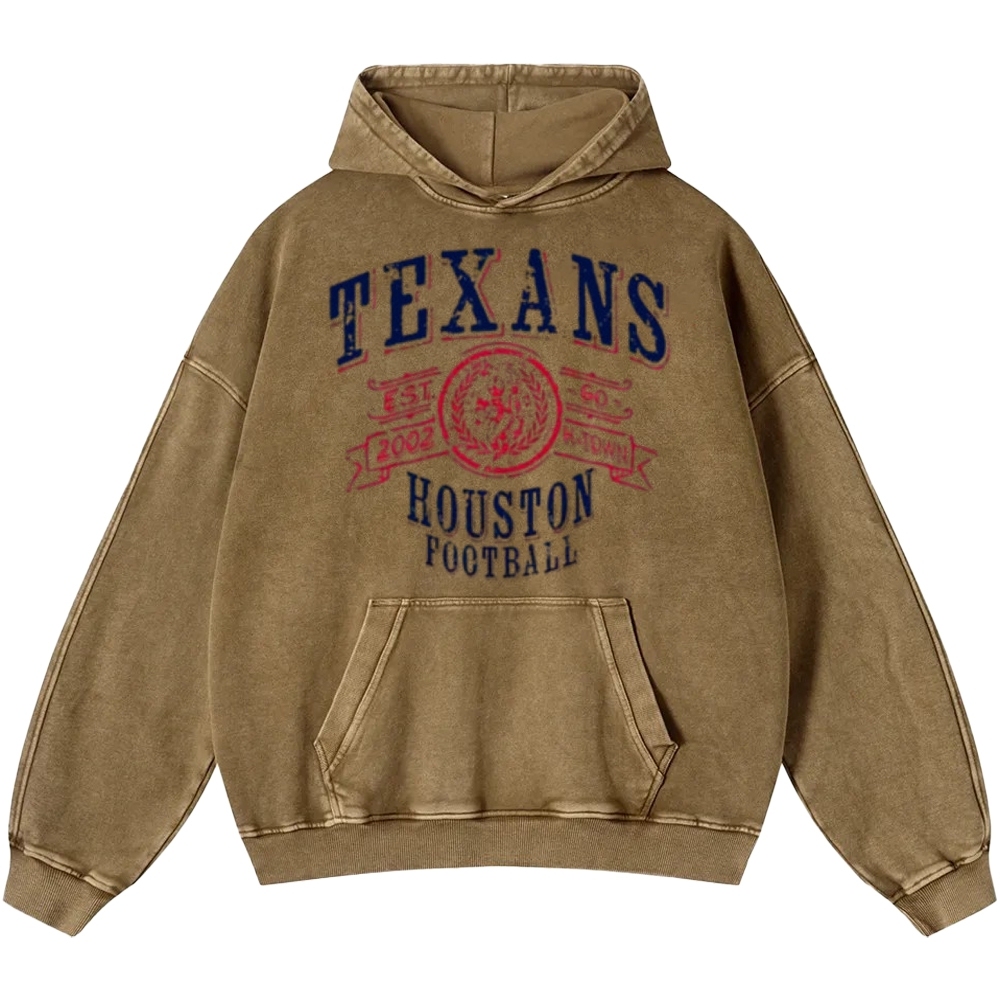 Unisex Casual Printed Double-sided Washed Hoodie Houston Texans