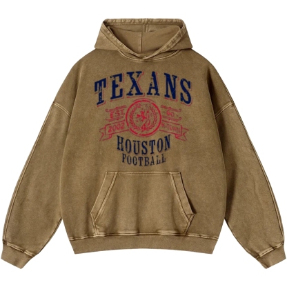 Unisex Casual Printed Double-sided Washed Hoodie Houston Texans