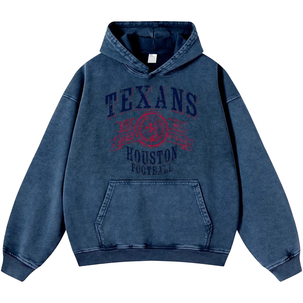 Unisex Casual Printed Double-sided Washed Hoodie Houston Texans