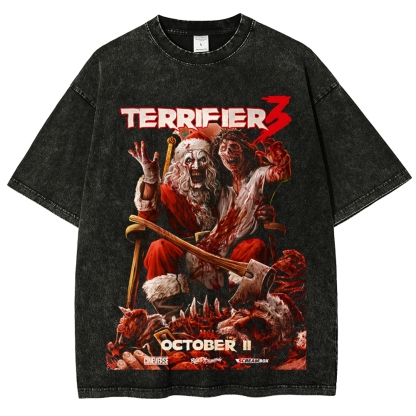 Unisex Fit Christmas Washed T-Shirt | Terrifier 3