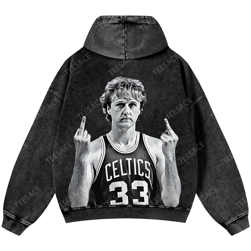 Larry Bird | Unisex Casual Printed Double-sided Washed Hoodie 2511024075