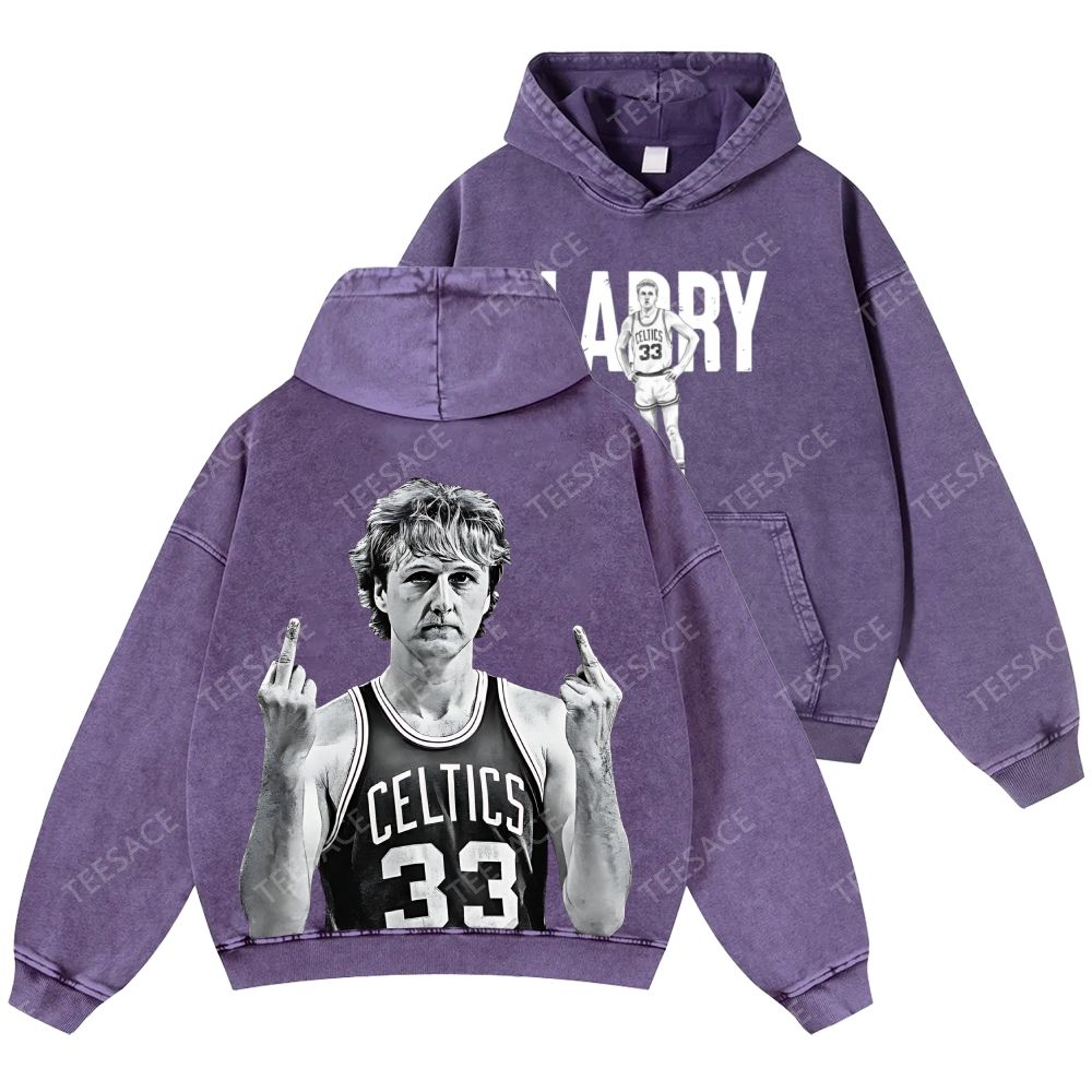 Larry Bird | Unisex Casual Printed Double-sided Washed Hoodie 2511024075