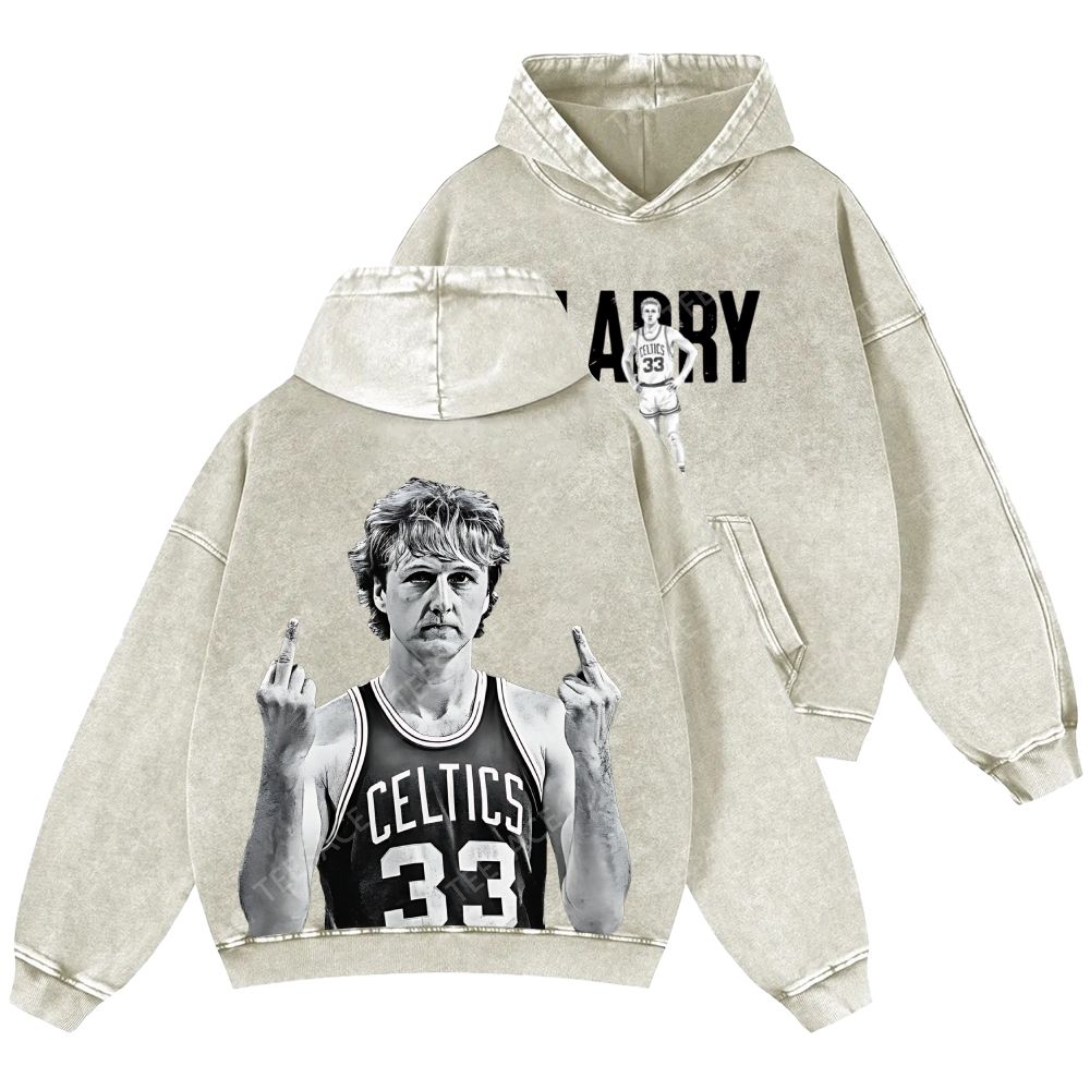 Larry Bird | Unisex Casual Printed Double-sided Washed Hoodie 2511024075