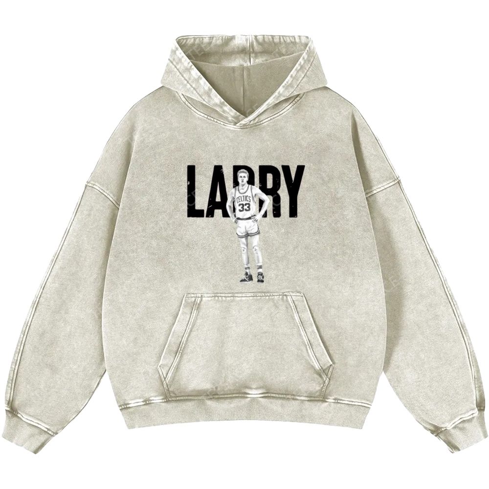Larry Bird | Unisex Casual Printed Double-sided Washed Hoodie 2511024075