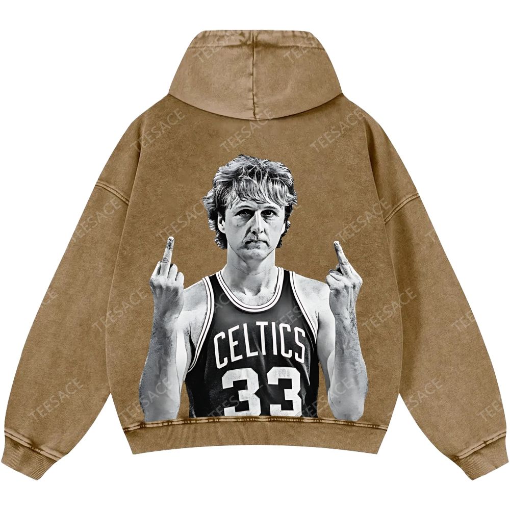 Larry Bird | Unisex Casual Printed Double-sided Washed Hoodie 2511024075